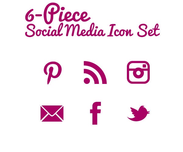 Social Media Icons - Transparent Background - Passionfruit Pink