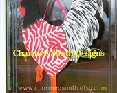 Whimsical Wood Rooster Door Hanger Sign