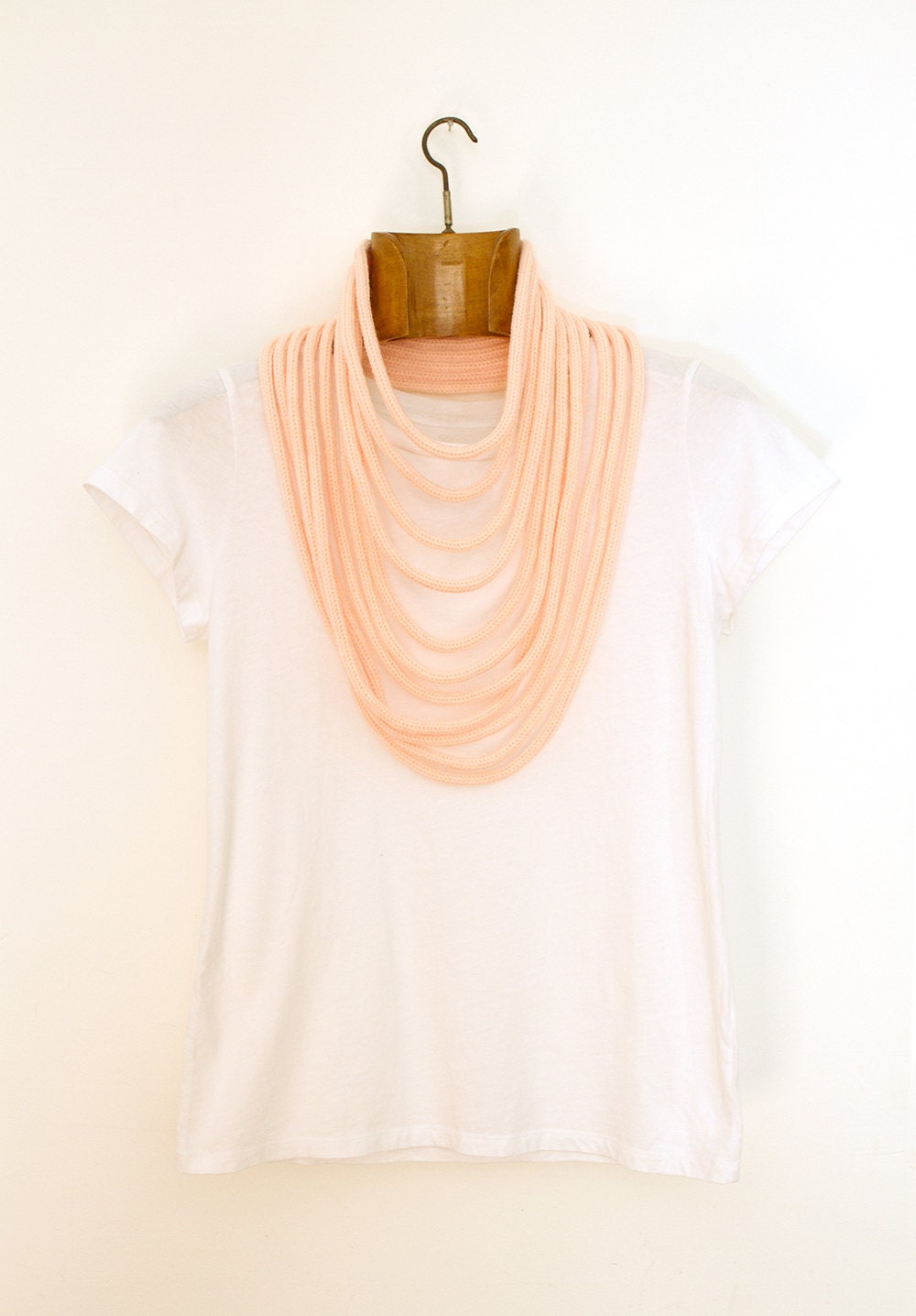 pastel pink knitted necklace