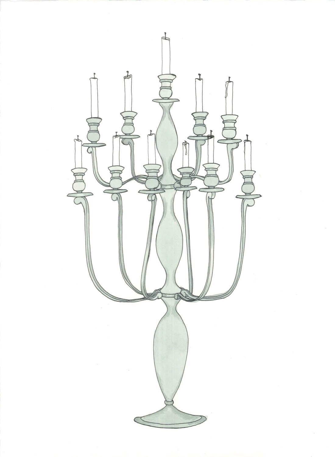 November 21, 2012 (Candelabra) - original ink and watercolor drawing