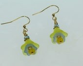 Yellow Crocus and Blue Tulip Lucite Bead Earrings