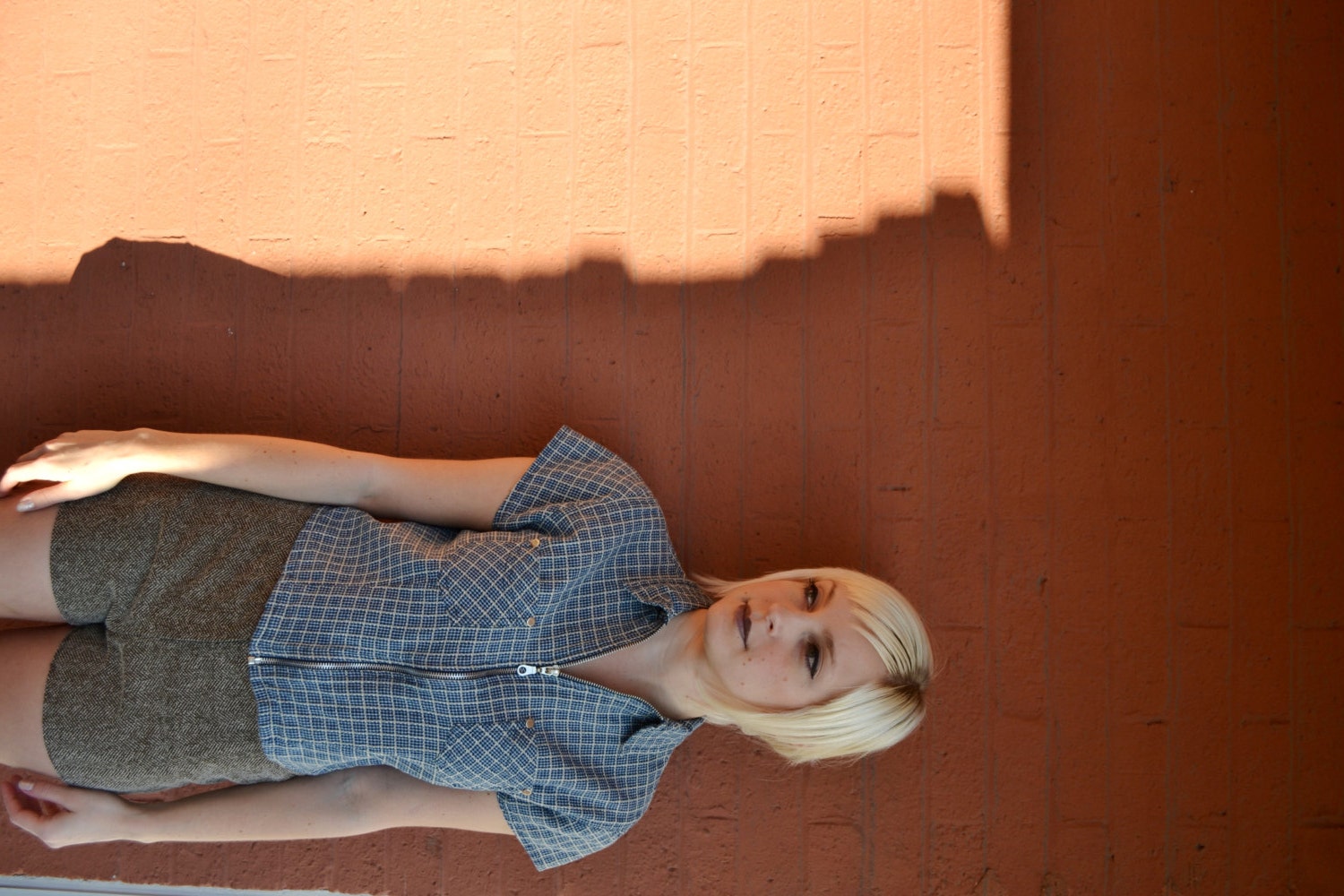 90's CLUELESS PLaiD Cropped Zip Up GrunGE  TOP