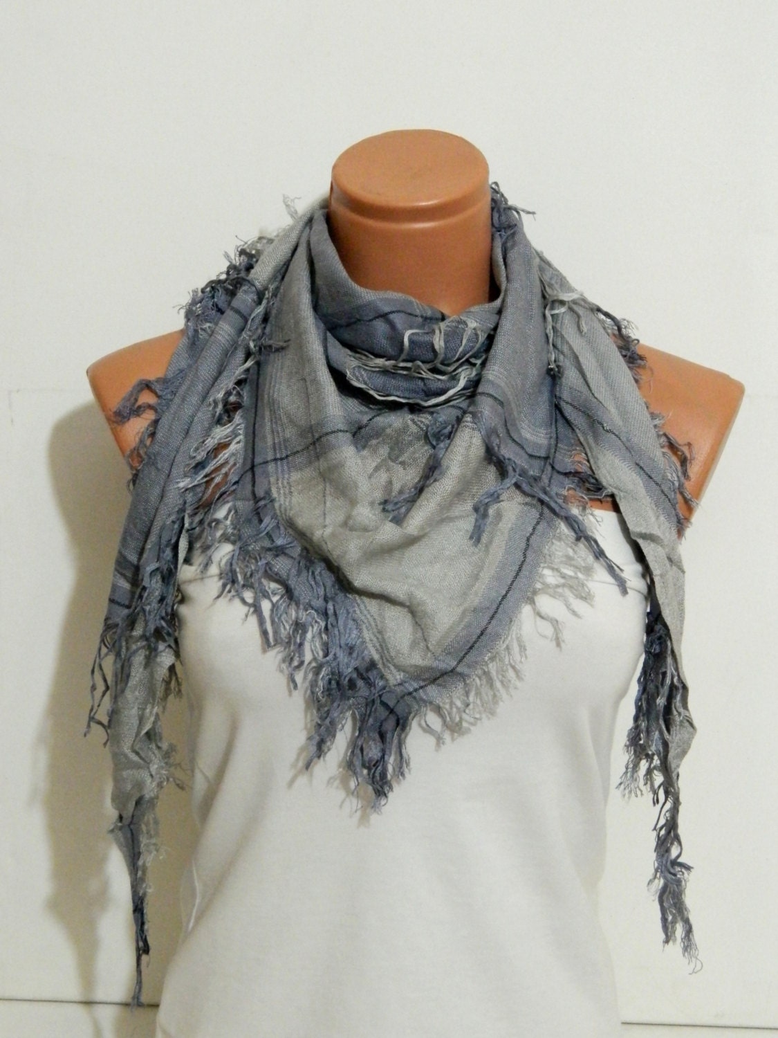 Unisex cotton fabric scarf,Grey scarf...Necklace Scarf....Super light.Shawl,Wrap,Bandana,Headband,Beach Pareo..