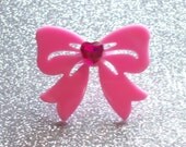 Heart Jewel and Pink Bow Ring