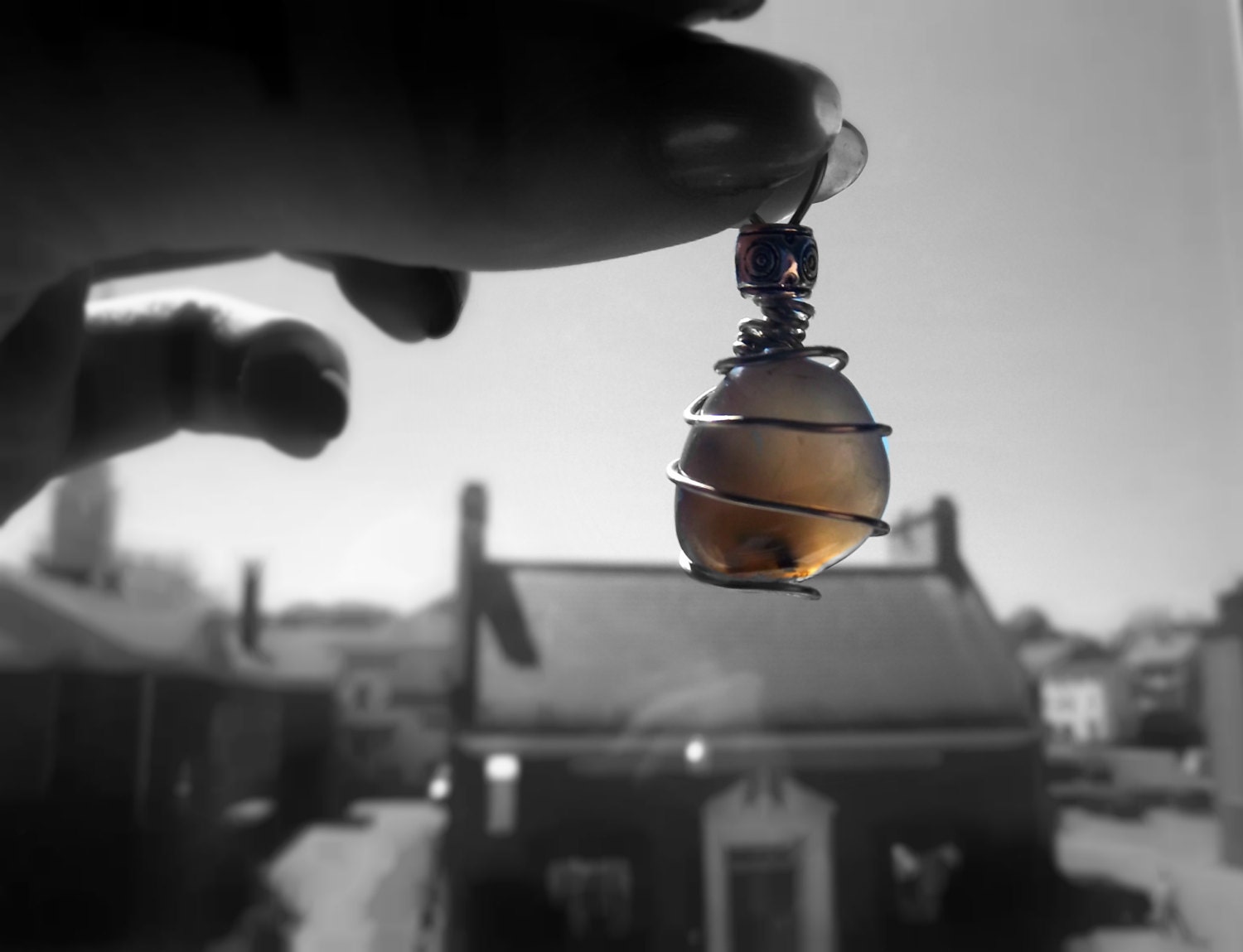 Smoky Quartz Wire Wrapped Healing Pendant with Tibetan Silver Bead: For Grounding and Meditation