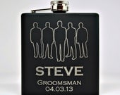 Engraved Groomsmen Gift Silhouette Flask, Personalized Flask Gift for Groomsman, Custom Engraved Steel Flask, Best Man Gift, Groomsman Gift