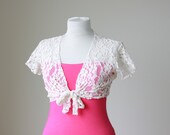 Swimsuit cover up, lace bolero, summer fashion top, lace bolero shrug in cream