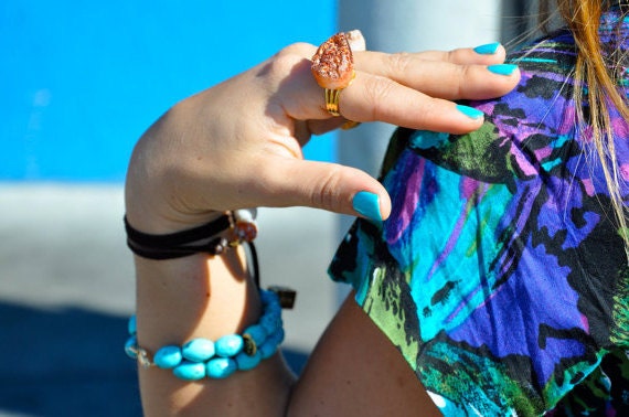 Precious Stone 22K Gold Plated Ring