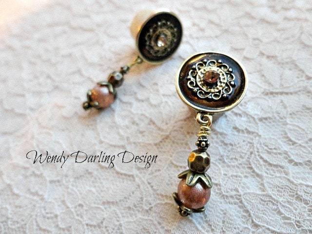 1/2" Organic 'Champagne and Chocolate' Dangle Plugs
