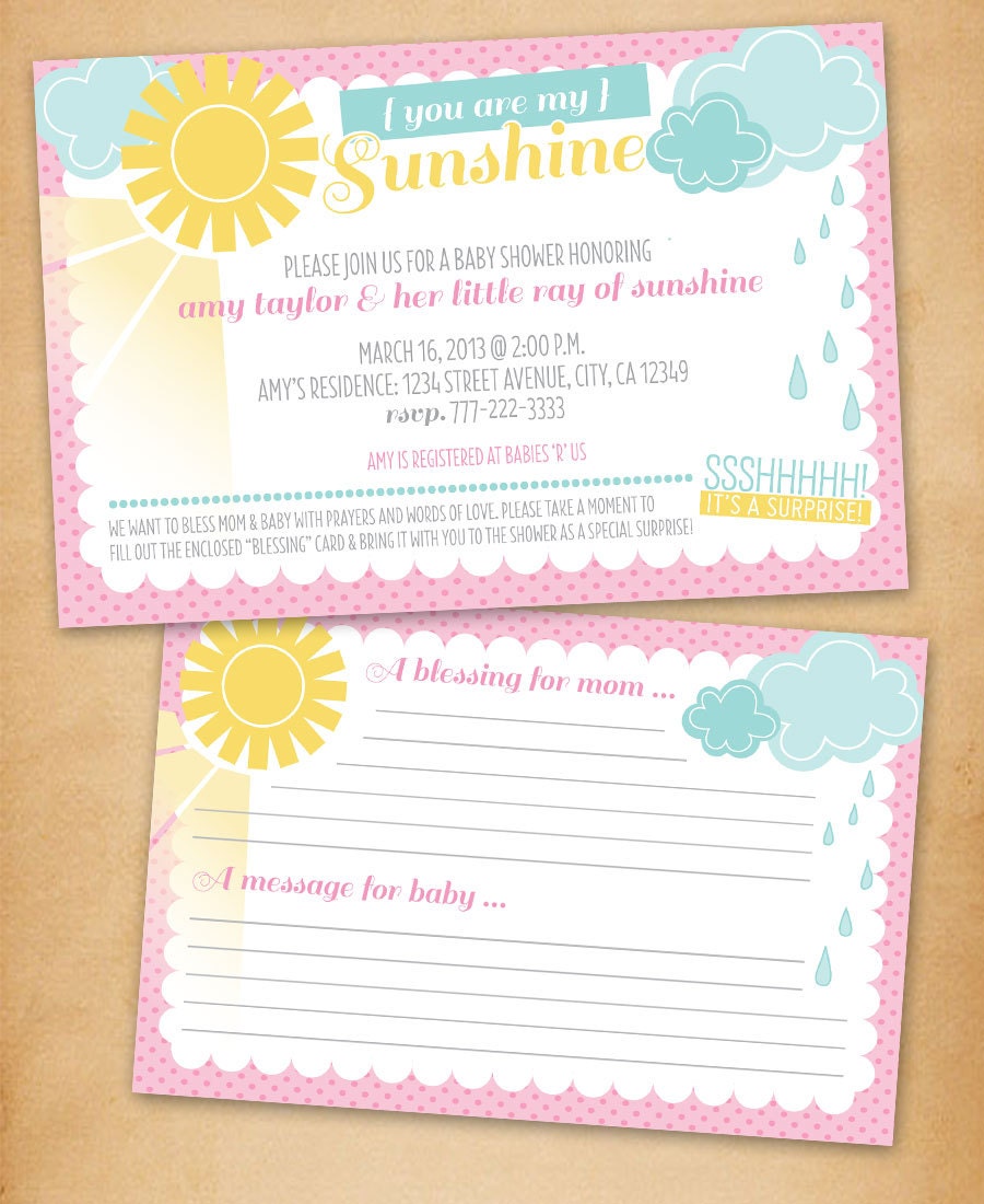 Printable Baby Shower Invitation - You Are My Sunshine