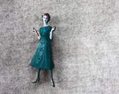 Fabulous Fifties Brooch - Fun Statement Jewelry - Wooden Brooch