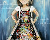 A4 Print Original Artwork Mixed Media Girl Painting Mixed Media Collage Wall Art Big Eye 70s Glicee Modern Retro Art - The Artist