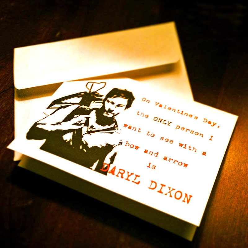 Daryl Dixon Valentine Card Funny Walking Dead Valentine's Day Greeting Zombies