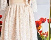 50s Wedding Dress /Lace Ivory Wedding Dress / Short   Tea Dress/ Vintage Gown - Handmade Wedding dress