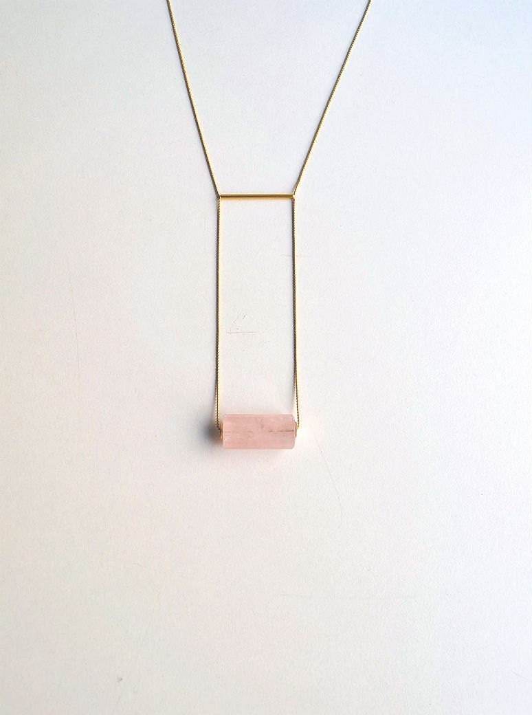 NEW Geometric Rose Quartz necklace