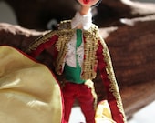10'' Mid Century Spain Matador Collectible Doll Felted Character