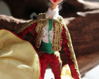 10'' Mid Century Spain Matador Collectible Doll Felted Character