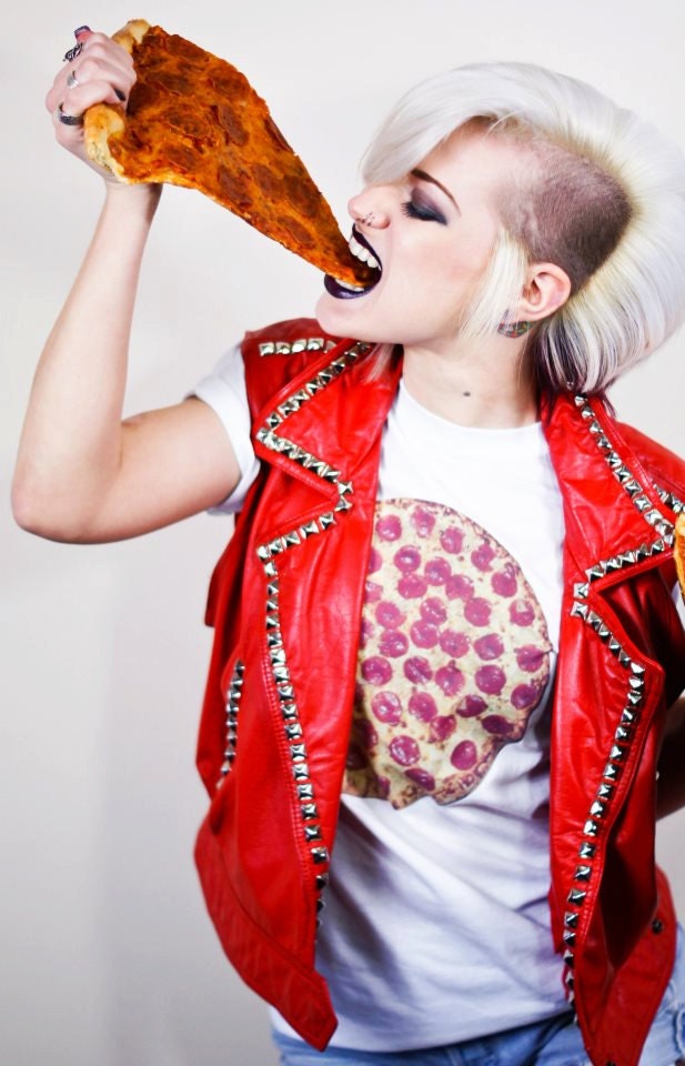 Custom Red Studded Leather Jacket L - Part of our Sweet Wear Collection