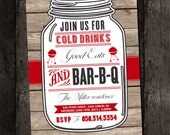 Barbecue Invitation, Barbeque, BBQ, Picnic Table, Summer, Red White Check Gingham Plaid - PicnicCountry, Rustic (DIY Digital Printable)