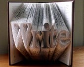 Folded Book Art - Write - Book Lover Gift - Author - Home Decor - Custom Made Art - 5 letter Listing -  Best Selling Item