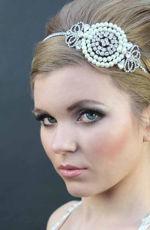 1920s vintage style art deco head piece , Bridal hair accessories , Vintage style side tiara , Art deco headdress .