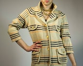 cream plaid knit trench coat sweater SPRING Burberry Inspired M