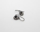 Mobius Earrings, Gunmetal Knotted Earrings, Blue Gunmetal, Hypoallergenic Earrings