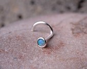 NOSE stud/ ring  / OPAL Stone 2mm in 3mm Sterling Silver setting. Also Cartilage or Ear Stud handcrafted