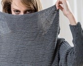 Chunky Dark- grey Soft  women Jacket ,handmade knitted  sweater, knitting ,eco design, cotton