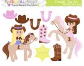 INSTANT DOWNLOAD Cowgirl clipart - - western clip art - commercial use - card making - digital element Il_170x135