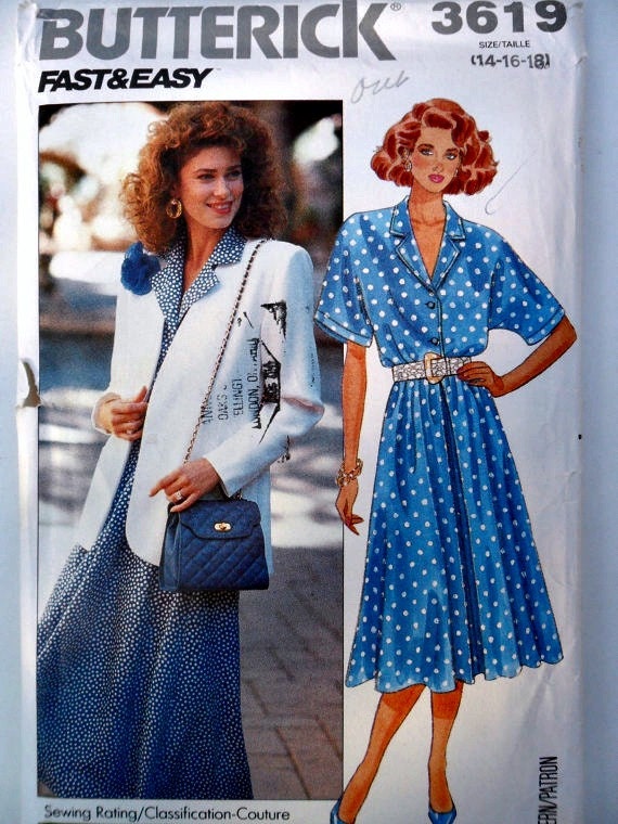 Shirtdress and Jacket Sewing Pattern Fast and Easy Butterick 3619 Size 14 16 18