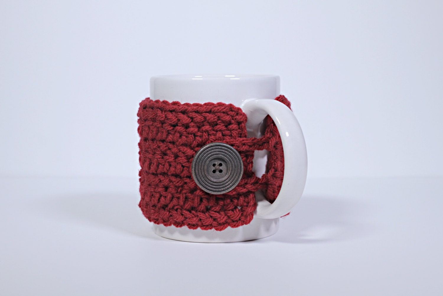 Herringbone Mug Cozy - crochet mug cozy - red mug cozy