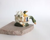 Tiny Ducks Bud Vase. Figural Pottery Planter. Made in Japan. Black Letter. Whimsical