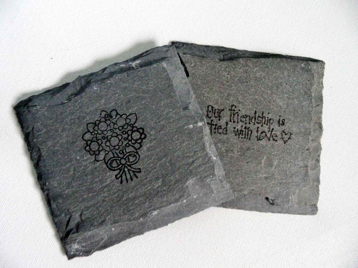 Friendship Tied With Love Slate Coasters (Set of 4) Birthday, Best Friend, Girlfriend, Mom, Sister