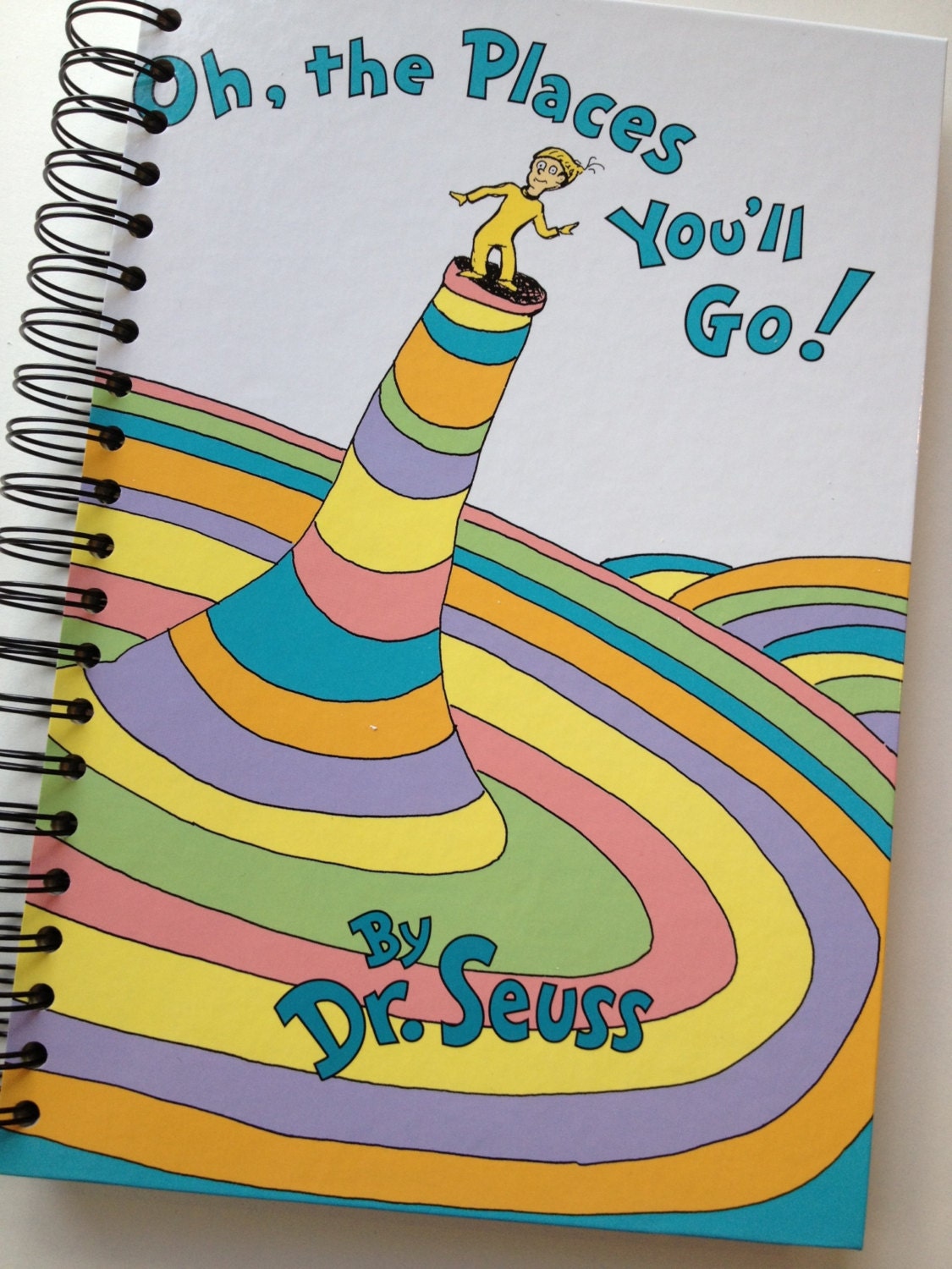 Graduation Gift // Oh The Places You'll Go by Dr Seuss Recycled Journal Notebook