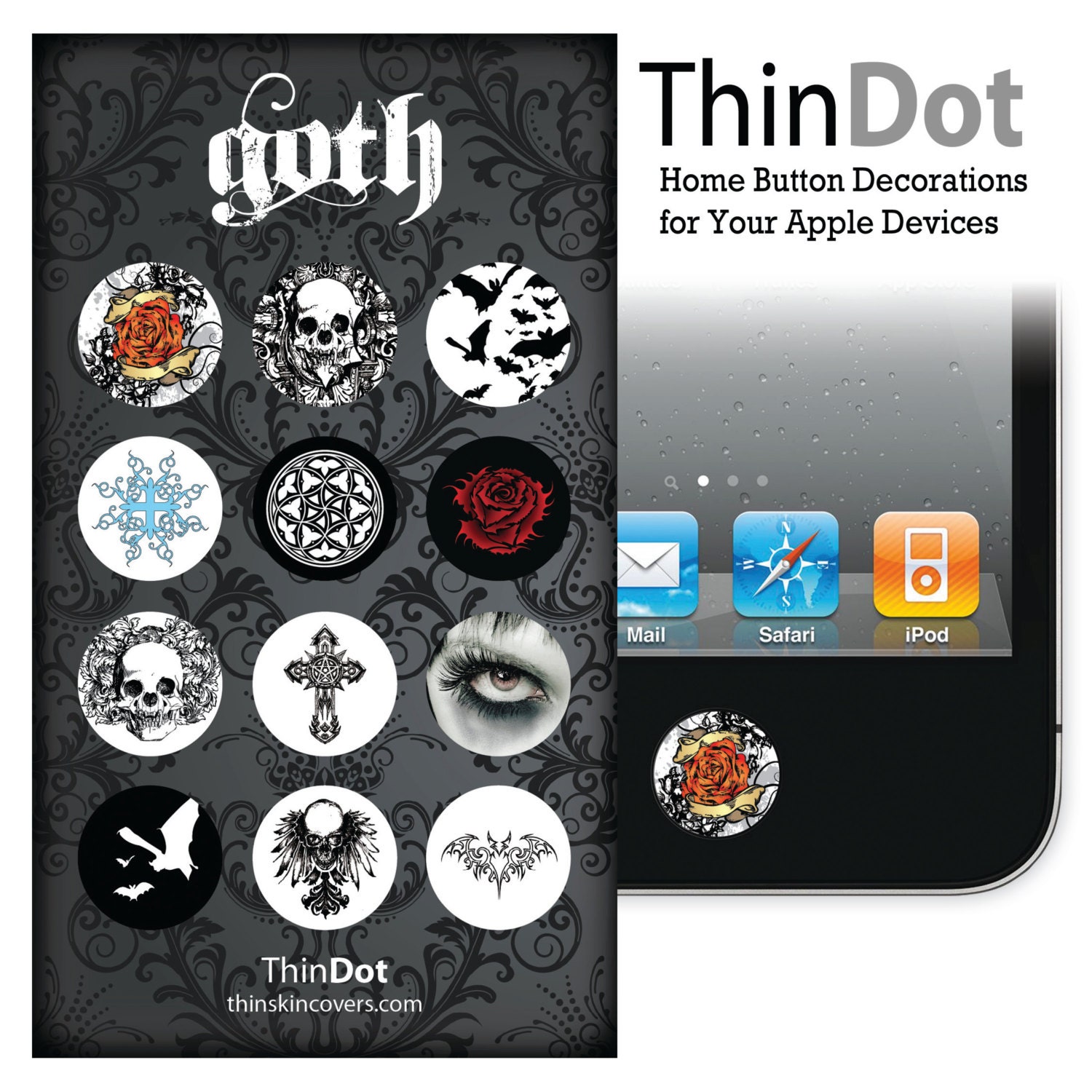 Goth, Home Button Stickers for iPhone and iPad