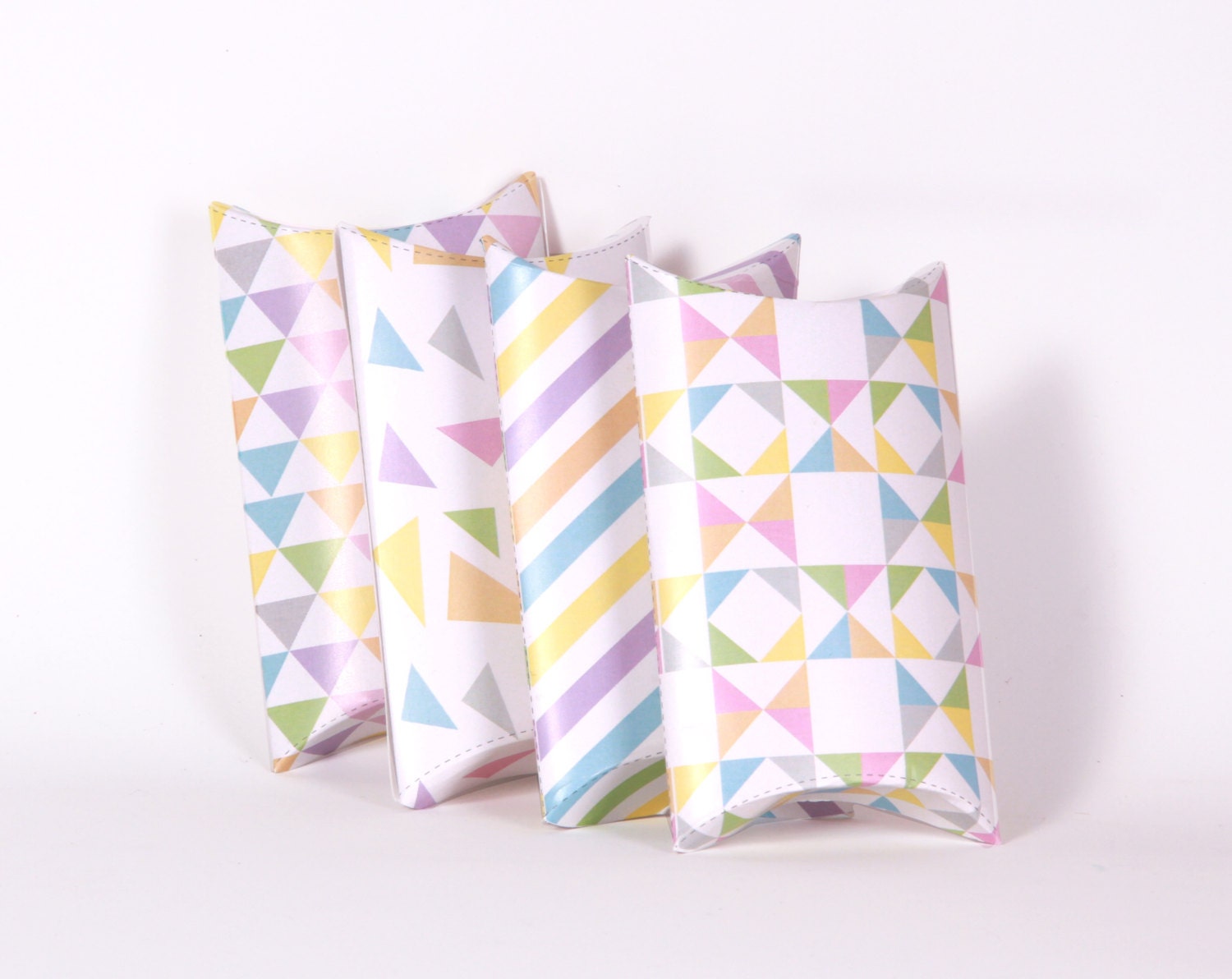 Geometric Pattern Printable Pillow Boxes, Favors, Gifts -  Triangle, Chevron, Rainbow Pastels, Party Decorations Candy - Instant Download
