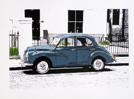 London : Morris Minor 1000 - limited edition screenprint