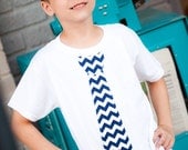 Boys Appliquéd Navy Chevron Tie T-Shirt or Onesie Appliquéd Red Anchor Hand Stitch Details White Navy Dots Photo Shoot Handcrafted
