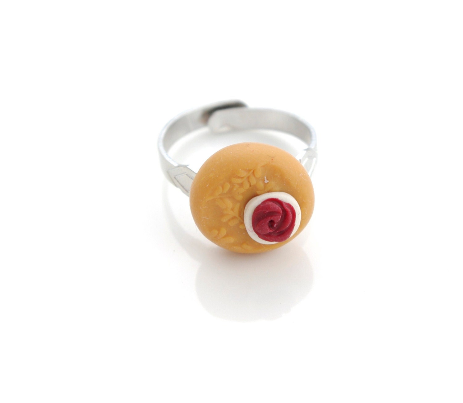 rose leaf mustard polymer clay ring