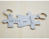 Best Friends Key Rings - Customized - His One Her Only - Puzzle Piece Keychains - Autism Awareness - Friendship Keyrings - Graduation