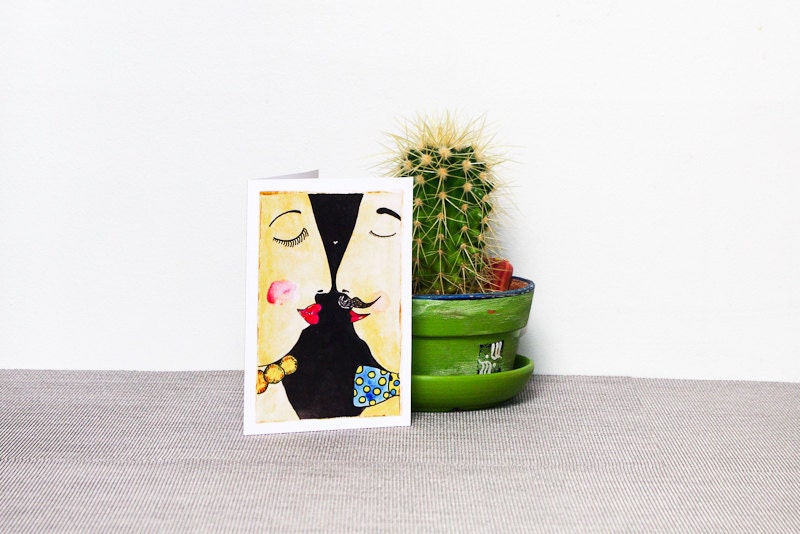I love you greeting card / Kissing couple card / Love / Woman and man in love / Missing you card / Romantic