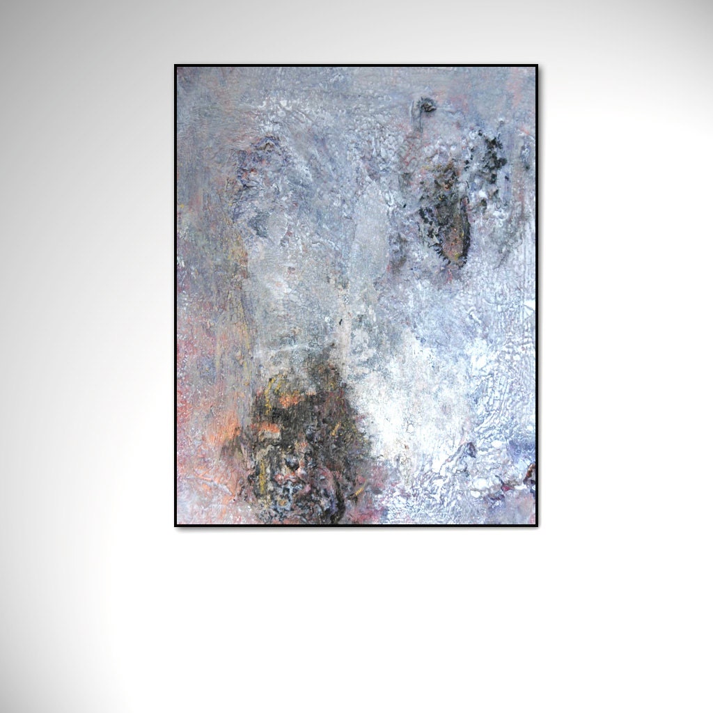 Art painting Abstract  - Acrylic painting - soft greys, original painting, 8"x10"