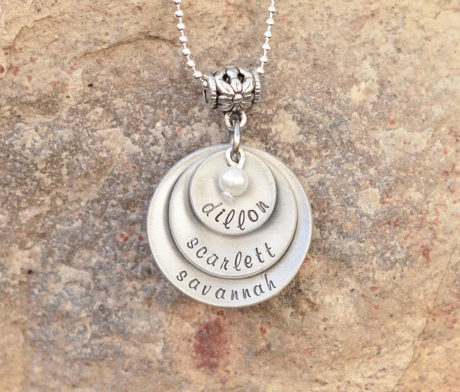 Hand stamped necklace - personalized jewelry - Mothers necklace