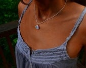 Little Blue Embrace, Necklace, Iridescent Bismuth Metal Crystal and Sterling Silver Pendant on a Leather cord, Jewelry