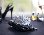 Adult Headband - Ice Grey Shantung Silk Trio Rosette Headband for Women and Girls
