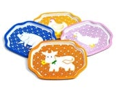 Farm Animal Kitchen Trays - Rooster, Pig, Cow & Goose Metal Snack SET OF 4 - Vintage Home Kitchen Decor
