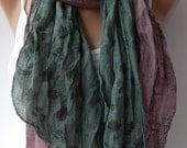 Scarf - Cotton -Elegant Scarf Cotton Scarf -green/lilac