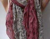 womann Scarf - Cotton -Elegant Scarf Cotton Scarf -beige/burgundy