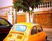 Rome. Vintage Fiat 500 and Orange Tree Photo Wall Art Decor Photography Italy Car. 5x7 Photograph. Fine Art. Italian. Automobile. Hipster.